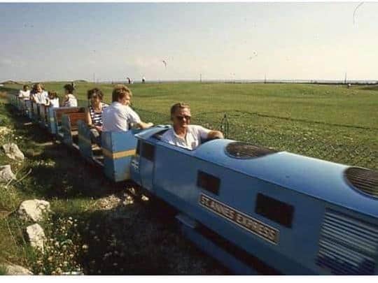 The late Harry Leeming driving the miniature train on St Annes seafront
