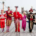 The cast of Aladdin and His Magic Ring on Blackpool North Pier.