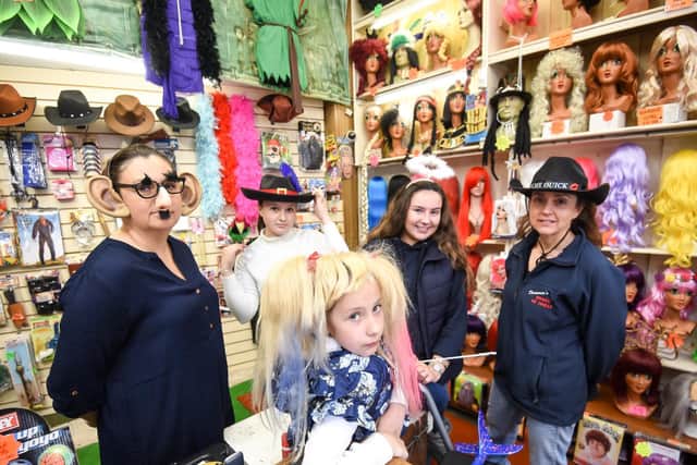 The joke shop is a family business. Pictured are Adeline Langton, Bobbie Langton, Leigh Langton, Janie Langton and Samantha Harper.