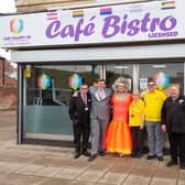 The official launch of the Fishermens Rest cafe bisto: From left, John Conway,Luke Conway, The Duchess, Helen Jones (volunteer), David Malett (trustee), Raymand Castle (duty manager and volunteer)