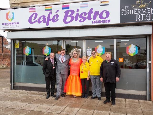 The official launch of the Fishermens Rest cafe bisto: From left, John Conway,Luke Conway, The Duchess, Helen Jones (volunteer), David Malett (trustee), Raymand Castle (duty manager and volunteer)