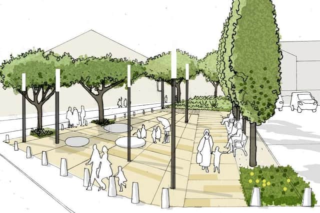 An artist's impression of the new urban park proposals for Custom House Lane in Fleetwood.