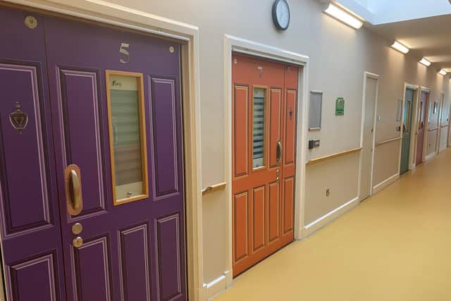 Door wraps have been applied to dementia patients' doors at The Harbour hospital, to help them feel more safe and to reduce anxiety. Picture: Lancashire and South Cumbria NHS Foundation Trust