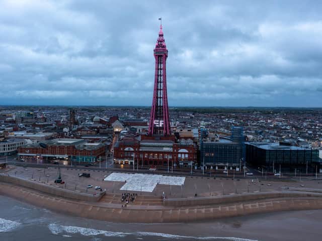 The Blackpool Tower lights up......pink for its first ever gender reveal