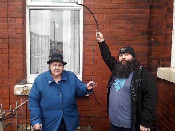 Ena Ross and neighbour Alan Brunt were both affected after power cables outside their flats were cut.