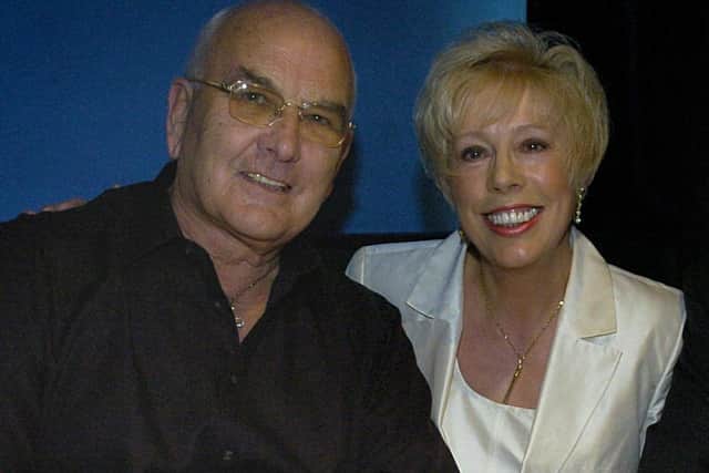 Len Rawcliffe with friend Elaine Fossett, who gave a eulogy at his funeral