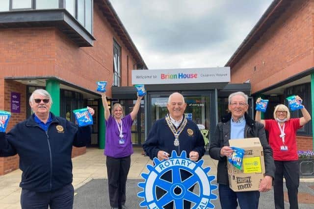 L-R: Rotarian Roger Critchley, staff member Shorni Foster, club president Stuart Boaler, staff member Janet Miller and Rotarian Brian Smith. Photo: Poulton Rotary Club