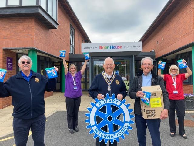 L-R: Rotarian Roger Critchley, staff member Shorni Foster, club president Stuart Boaler, staff member Janet Miller and Rotarian Brian Smith. Photo: Poulton Rotary Club