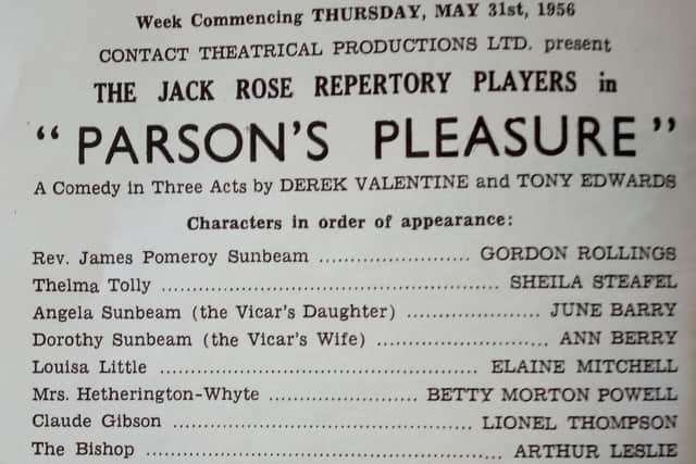 Sheila Steafel is named on this programme from 1956 when she played  Thelma Tolly in Parson’s Pleasure in Blackpool, 1956