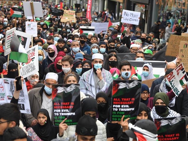 The Free Palestine march in Preston