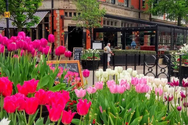 An eye-catching floral display in Lytham Square