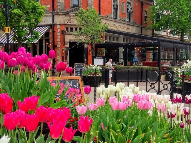 An eye-catching floral display in Lytham Square