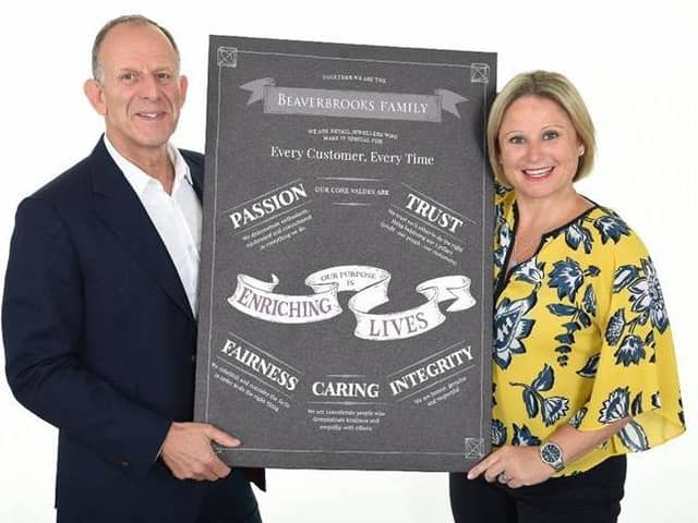 Beaverbrooks has been voted the best retailer to work for in the UK. Pictured are chairman Mark Adlestone and managing director Anna Blackburn