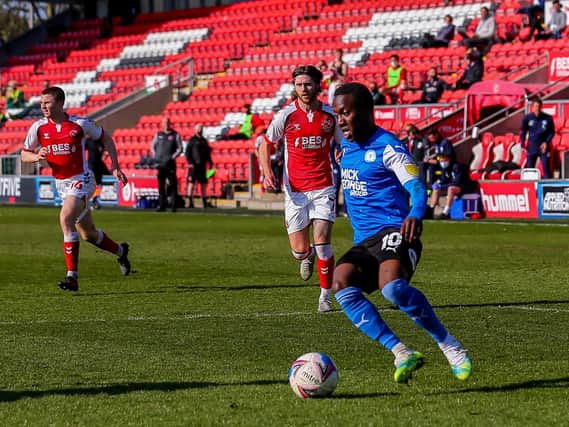 Siriki Dembele in action for Peterborough United this season.