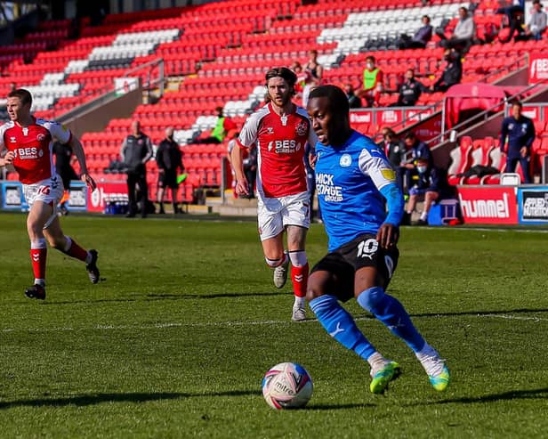 Siriki Dembele in action for Peterborough United this season.