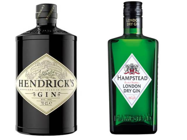 Hendrick’s Gin on the left, and Lidl's Hampstead Gin on the right