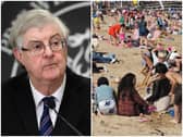Pictured left, Mark Drakeford, the Welsh First Minister, right, Llandudno