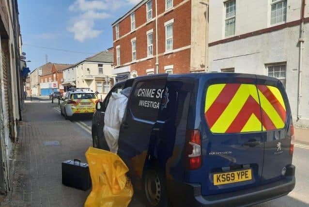Crime scene investigators were seen examining the scene of the stabbing in Yorkshire Street, central Blackpool yesterday (Thursday, May 27)