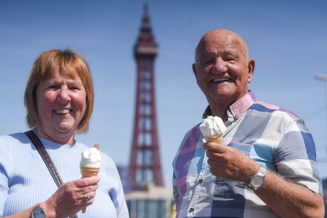 Carol Goodwin and Peter Rowlands enjoying an ice cream