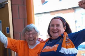 Blackpool fans watching the play off final at The Armfield Club, Bloomfield Rd on Sunday