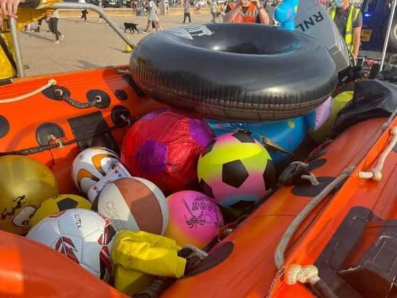 Inflatables retreived by Blackpool RNLI. Picture by Lytham coastguard