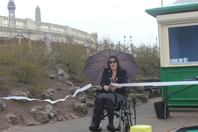 Mayor of Blackpool, Coun Amy Cross, officially cuts the ribbon to open the crazy golf course