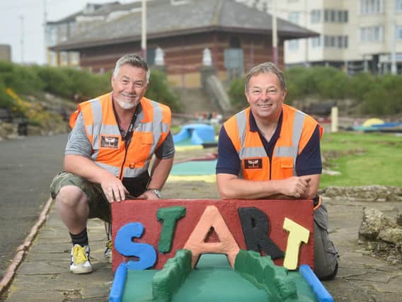 Princess Parade Crazy Golf Course has reopened. Alan Abbott and Paul Rawson from Street Angels.