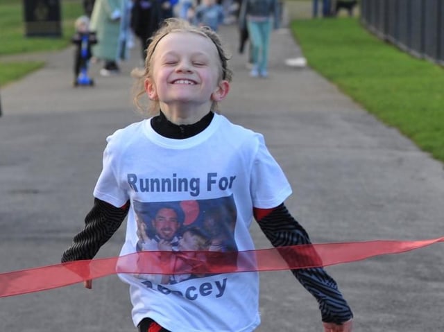 Jordan Banks completes his marathon in Stanley Park