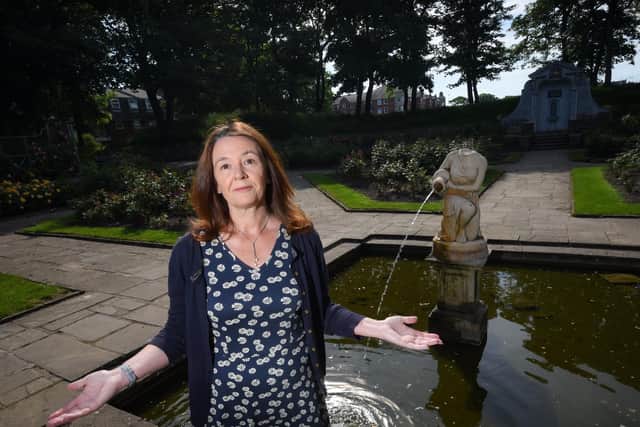 'Why do people behave like this?' - Coun Karen Buckley at the scene of the damaged statue in Ashton Gardens