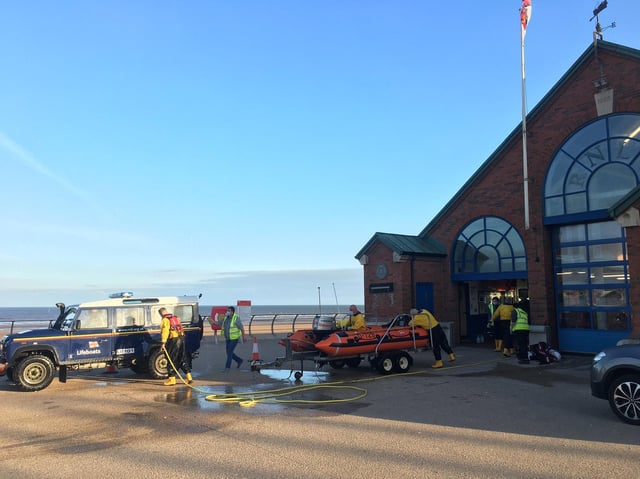 The lifeboat returned to Blackpool RNLI station after the person reported to be in the sea was found safely on shore. Picture: Blackpool RNLI/Twitter