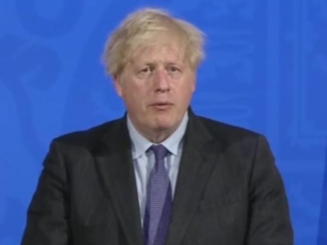 Prime minister Boris Johnson making his announcement
