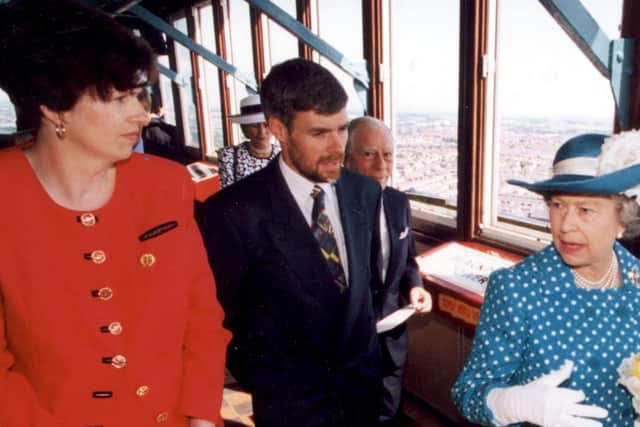Katherine with Her Majesty during the Royal visit to Blackpool Tower in 1994