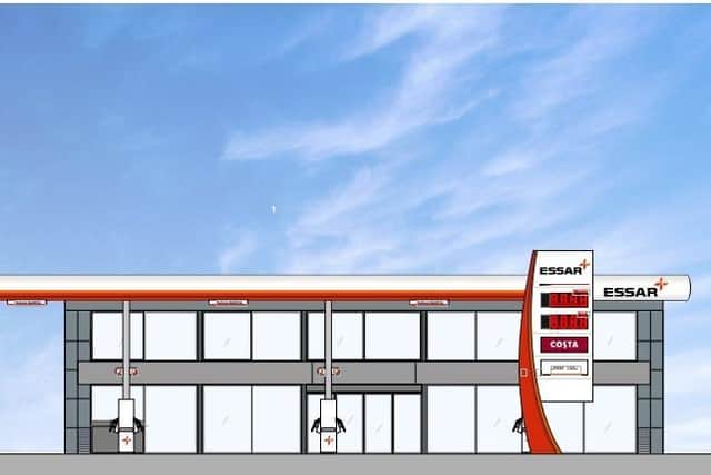 An artist’s drawing of the site of the redeveloped Lea Gate service station, on the A583 near Preston. Work on the site will begin in summer 2021, with the station due to open in spring 2022