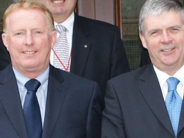 Peter Gibson (left) and Alan Vincent when they were Wyre Council colleagues