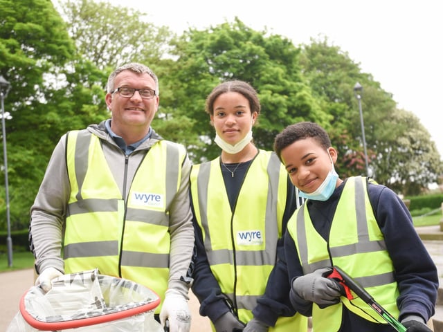 Great British Spring Clean in Fleetwood's Memorial Park. David O'Neill with Sinead O'Neill, 13 and Ryan O'Neill, 11.