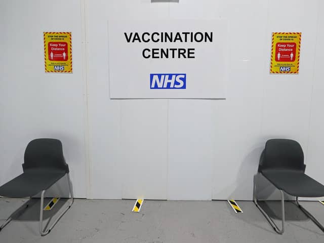 A waiting area at the vaccination centre in Blackpool's Winter Gardens.