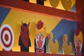 Some of the "targets" on the back wall behind the serving area in Vintro Lounge, which has been designed to resemble a shoot-the-ducks funfair game. Picture copyright: Daniel Martino/JPI Media