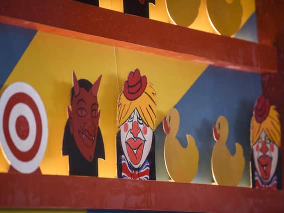 Some of the "targets" on the back wall behind the serving area in Vintro Lounge, which has been designed to resemble a shoot-the-ducks funfair game. Picture copyright: Daniel Martino/JPI Media