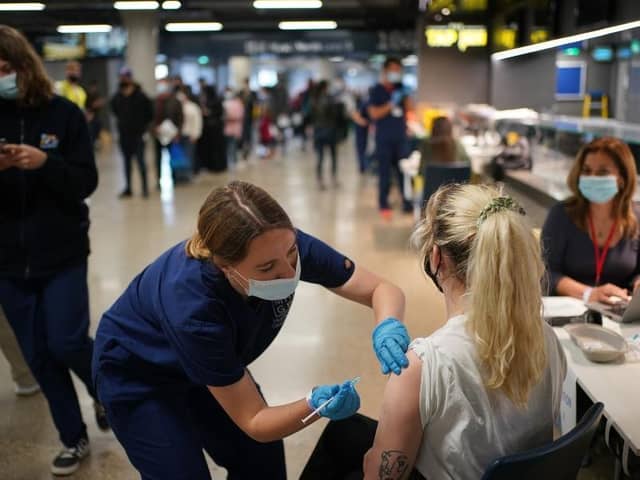 Scenes today at a vaccination centre