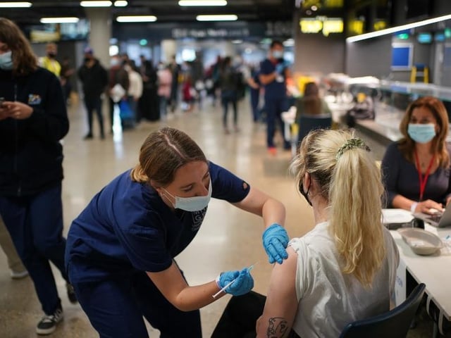 Scenes today at a vaccination centre