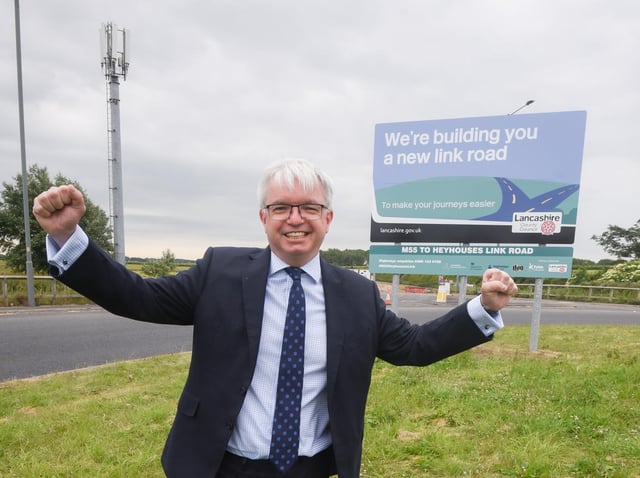 The sign is up, and construction workers are on site - Fylde MP Mark Menzies celebrates