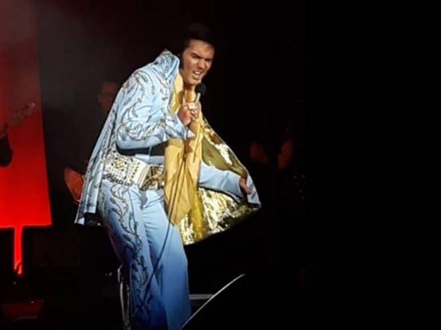 Chris Connor on stage as Elvis