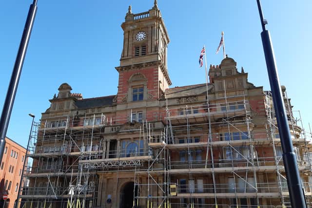 Maintenance work is being done to the Town Hall