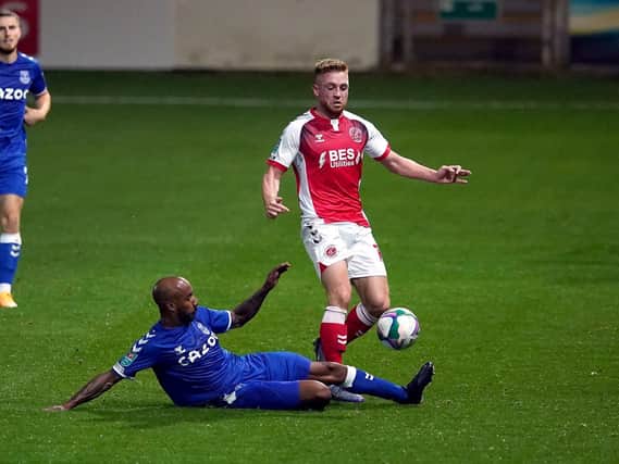 Callum Camps in action against Everton in last season's Carabao Cup.