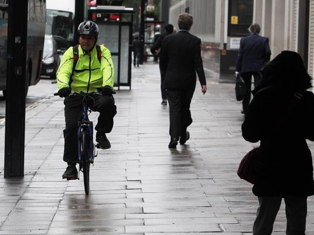 It is illegal for a cyclist to ride their bike on the pavement