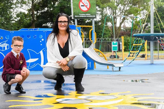 Samantha Hindmarch used the park growing up and son and Riley-Jay plays in it everyday