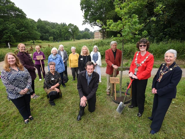 Fylde mayor Elaine Silverwood and mayoress Liz Oades with representatives of the Soroptimists and Lytham Hall at the planting ceremony