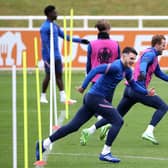 Harry Kane in training ahead of England's round of 16 clash with Germany