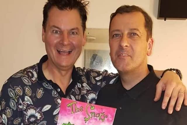 Phil Walker (left) with illustrator Tim Stead at the launch of the first book about The Snots