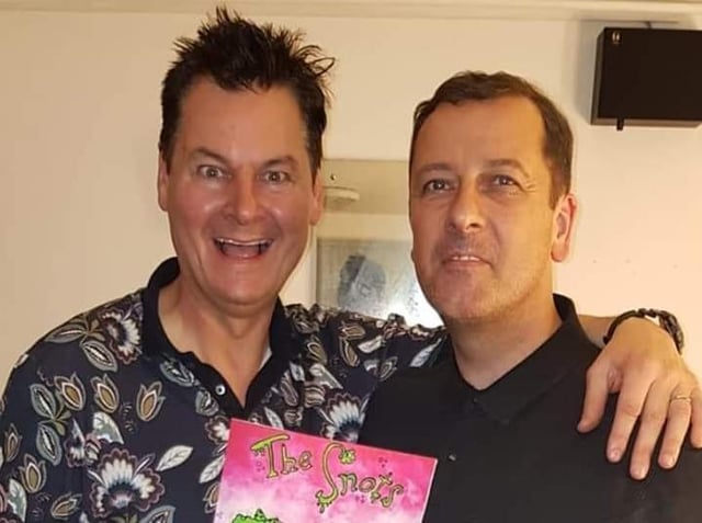 Phil Walker (left) with illustrator Tim Stead at the launch of the first book about The Snots